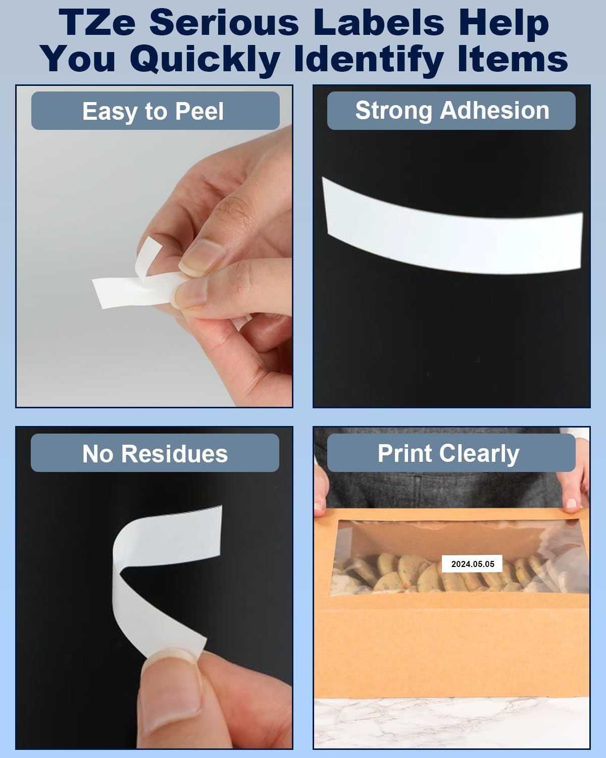 Label Maker Tape TZe-231 Replacement for Brother P Touch PT-D210 PT-D220 PT-H110 PT-D600 D400 by FETIONS, Compatible with TZe TZ 12mm X 8m Laminated Waterproof Label Tape, 4 Pack
