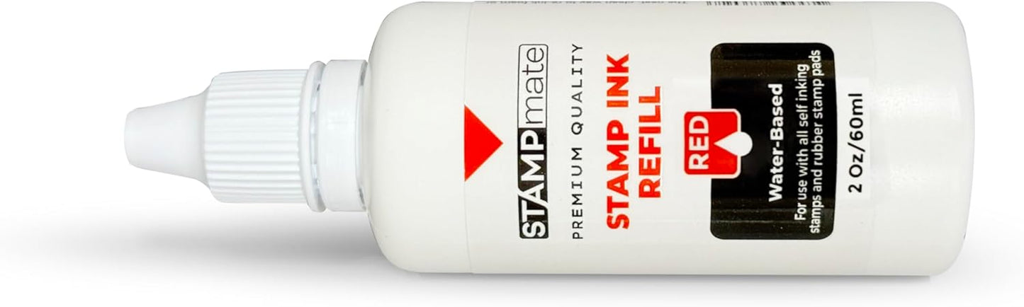 Premium Refill Ink for Self-Inking Stamps and Stamp Pads - 2 oz. Bottle (Red)