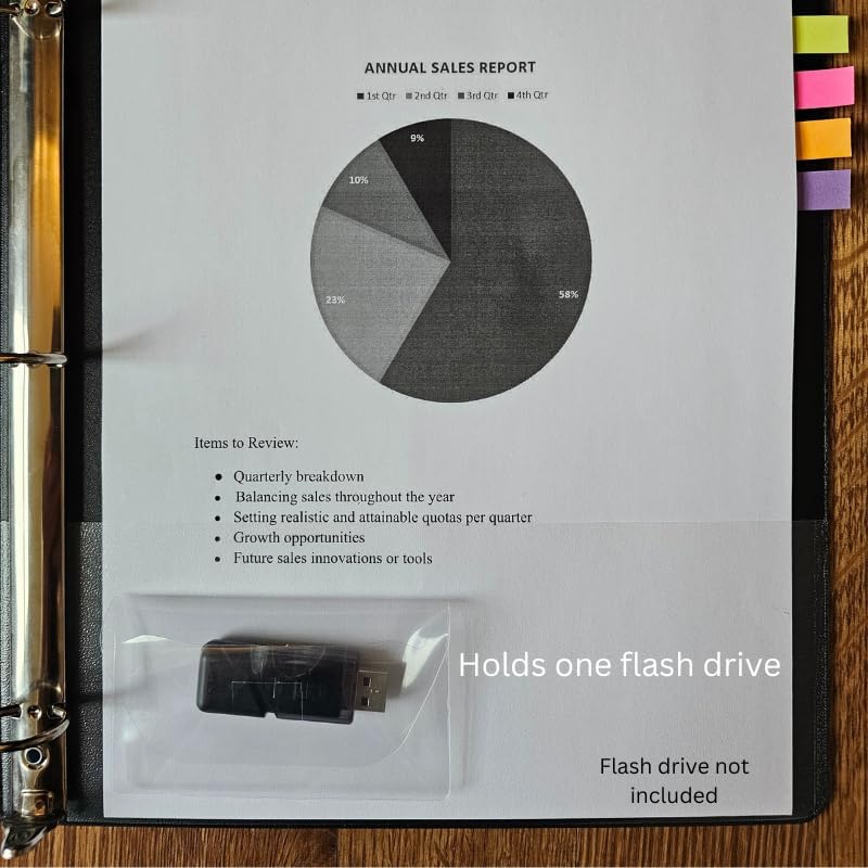 Business Card Pocket - Flash Drive Pocket - Self Adhesive - Open Long - Resealable Flap - BIS10130 (50-Pack), Clear