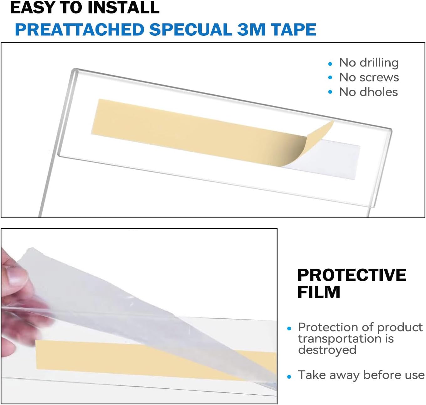 6 Pack 11x8.5 inch Acrylic Sign Holder, Horizontal Clear Plastic Frame for Paper, Wall Mount Sign Holders with Double Side Tape Adhesive for Home, Office, Store, Restaurant