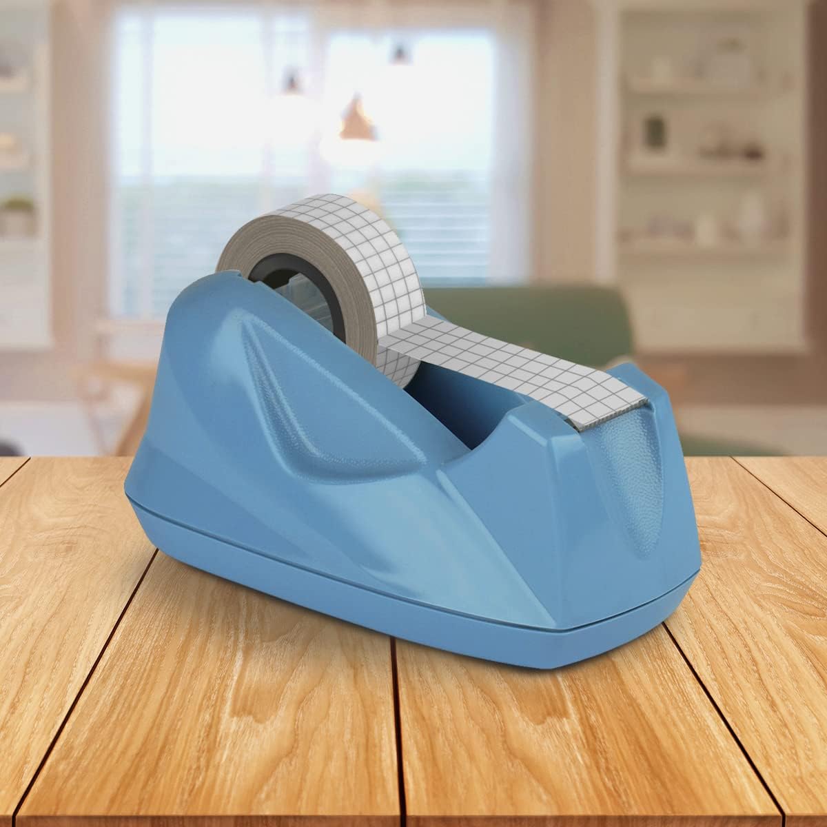 Acrimet Premium Desktop Tape Dispenser, Plastic, Non-Skid Base (Heavy Duty) (Light Blue Color)