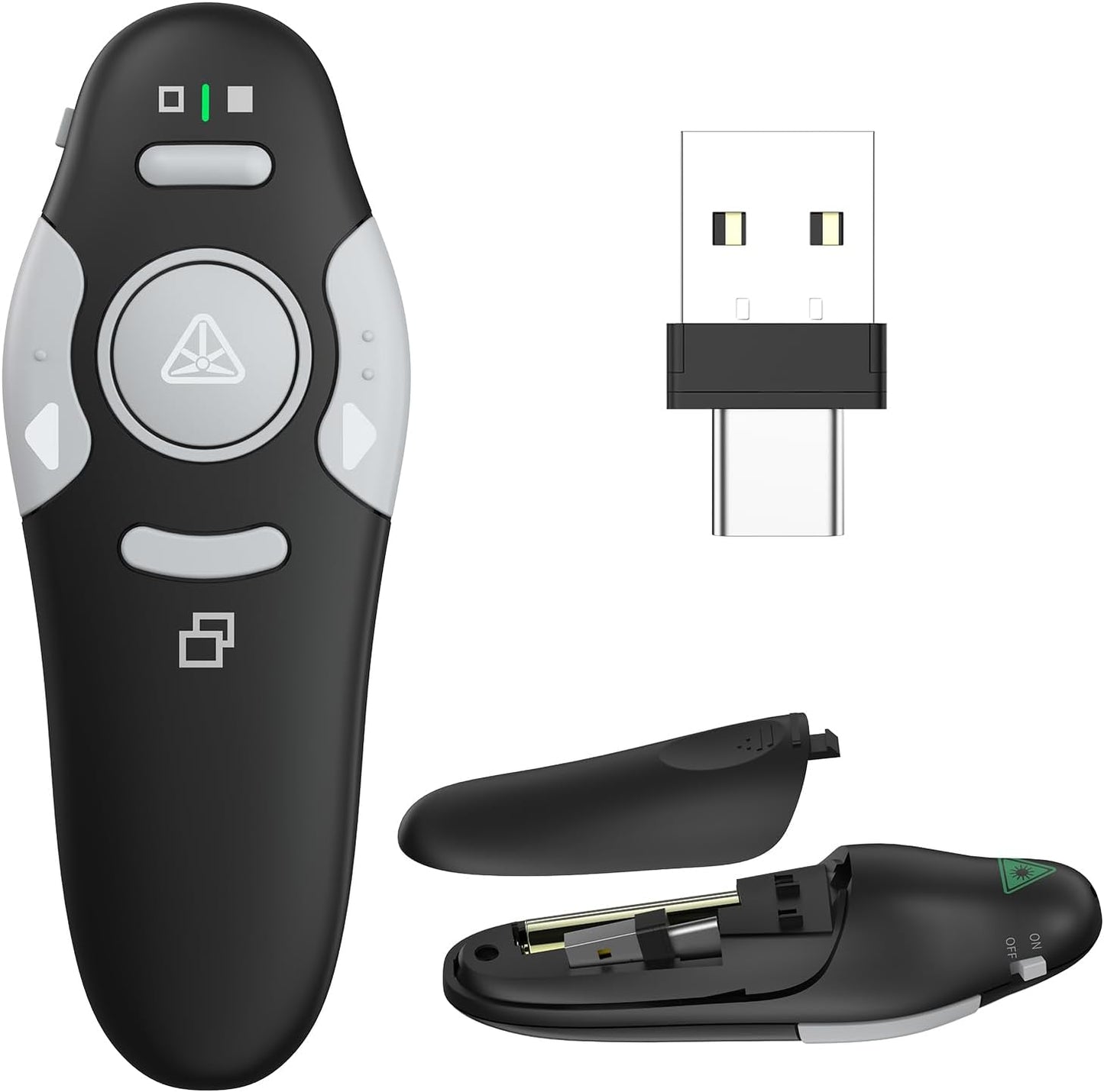 QUI Presentation Clicker Wireless Presenter Remote Clicker for PowerPoint Presentation Remote, PowerPoint Slide Advancer for Mac/Windows/Linux, Google Slide/PPT/Keynote, Type-c, Black
