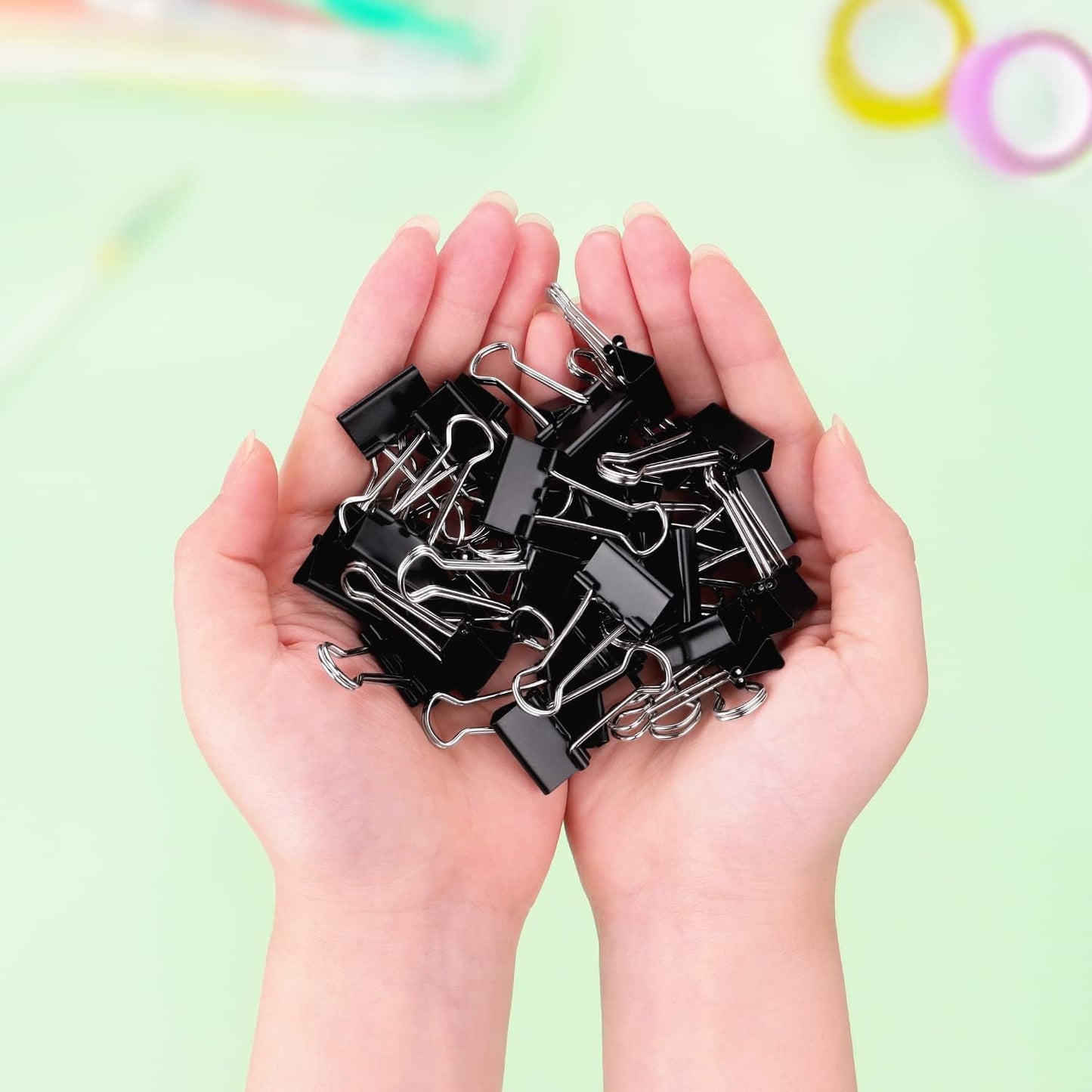 ZZTX Black Binder Clips Paper Clamps Clips Small Size, 0.75 Inches, 36 Pack