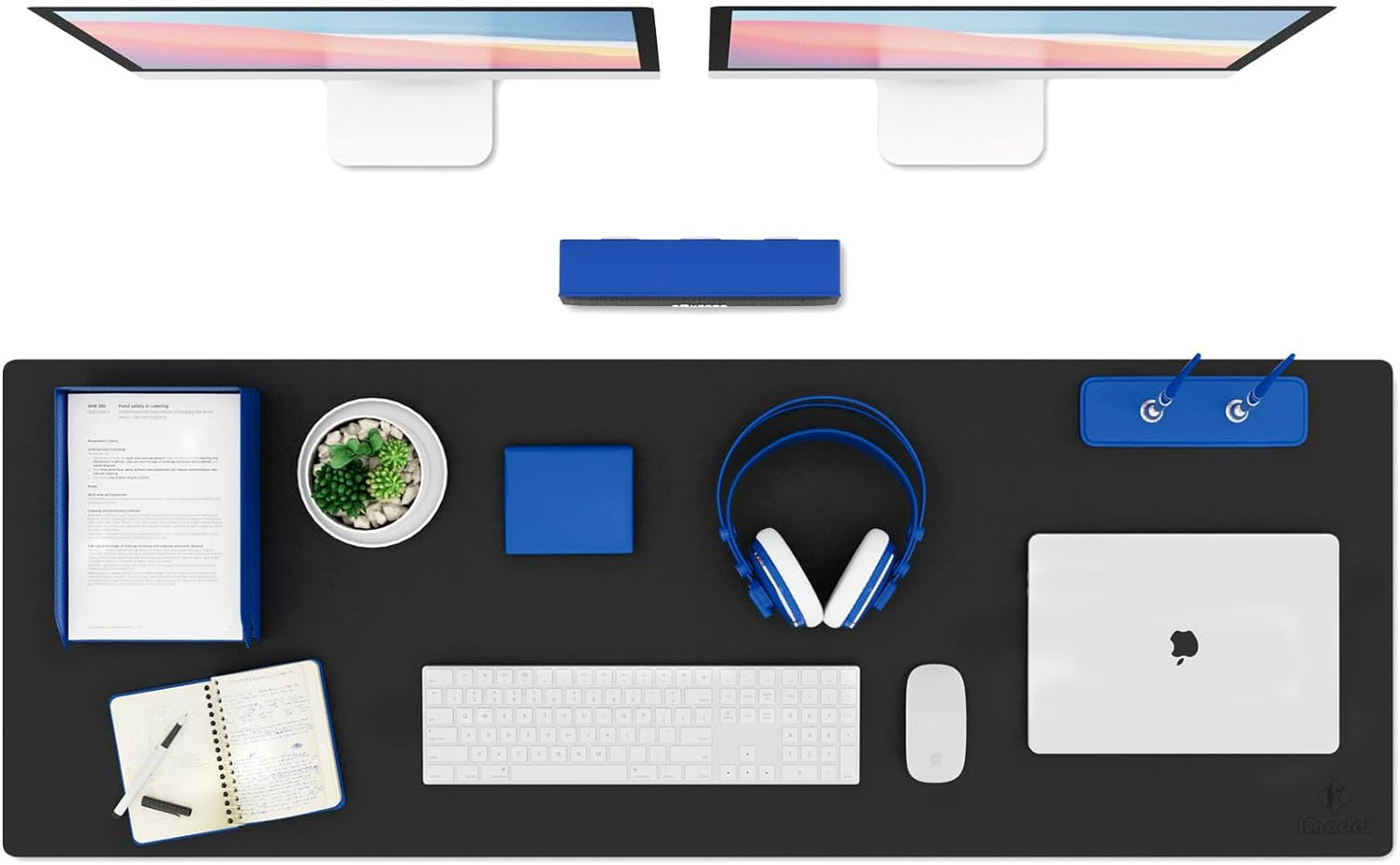 K KNODEL Large Office Leather Desk Mat, Mouse and Keyboard Pad, Computer and Laptop Mat, Desktop Protector and Cover, Writing Pad and Blotter (47.2"x17", Black)