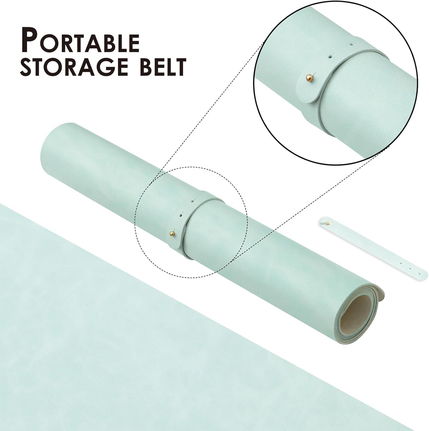 Distressed Leather Desk Mat - Non-Slip PU Desk Pad for Office and Home - Desk Organization and Accessories - Ideal for Large Mouse Pad and Desk Mats on Top of Desks(Mint Green,36"x 17")