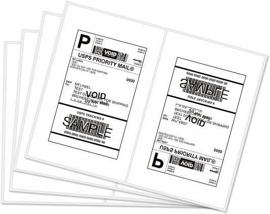 MFLABEL® Round Corner Half Sheet Shipping Labels 2-UP Click-n-Ship Mailing Postage Labels (150Sheets300Labels)