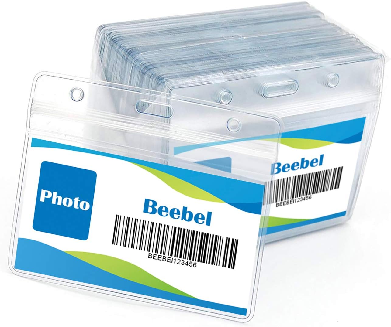 Beebel ID Badge Holder Lanyards with Waterproof Badge Card Bulk Lanyard for Name Tags Holders(Red)