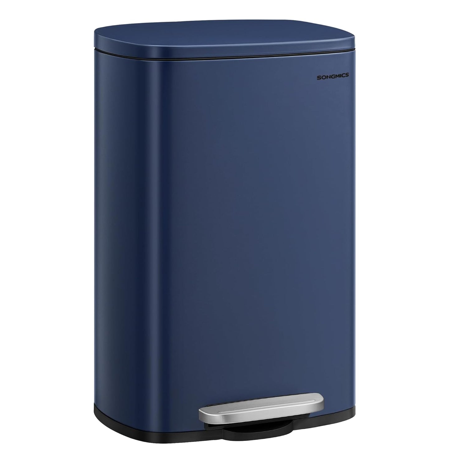 SONGMICS 13 Gallon (50 L) Trash Can, Stainless Steel Kitchen Garbage Can, Recycling or Waste Bin, Soft Close, Step-On Pedal, Removable Inner Bucket, Midnight Blue ULTB050L01