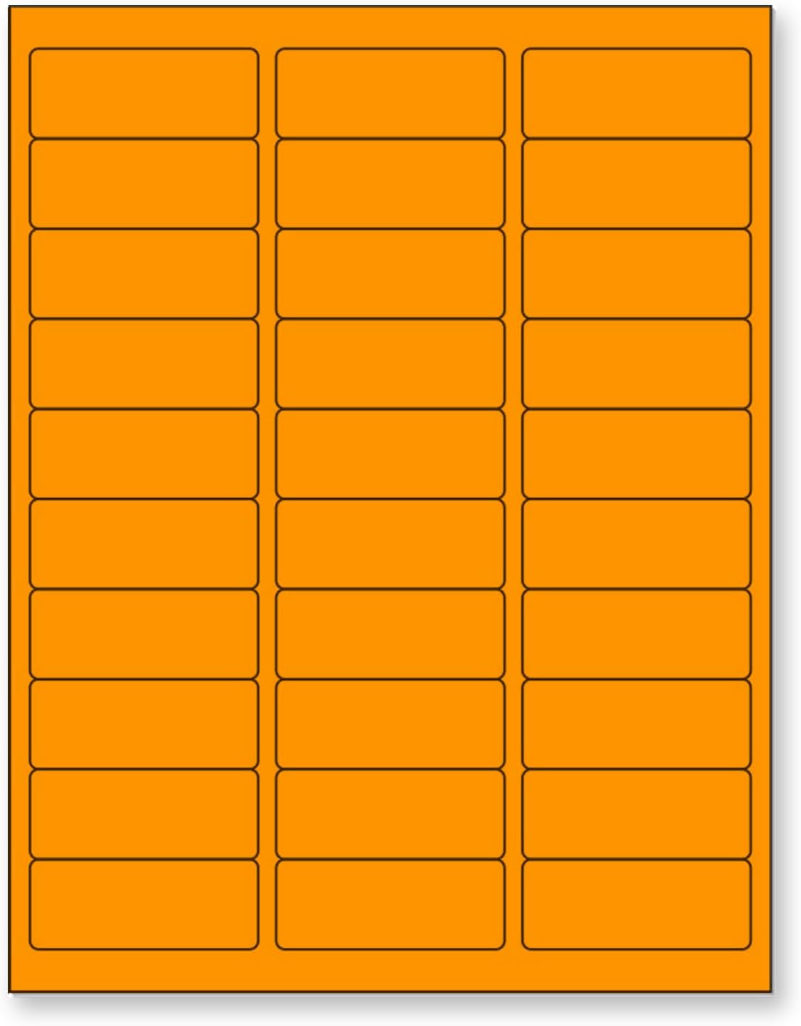 NextDayLabels - 8-1/2 x 11" Neon Color High Light Fluorescent Labels for Laser & Inkjet Printer (Orange Fluorescent, 1" x 2-5/8" - 30 Per Page | 3000 Labels)