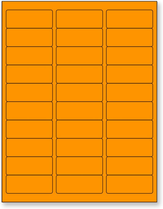 NextDayLabels - 8-1/2 x 11" Neon Color High Light Fluorescent Labels for Laser & Inkjet Printer (Orange Fluorescent, 1" x 2-5/8" - 30 Per Page | 3000 Labels)