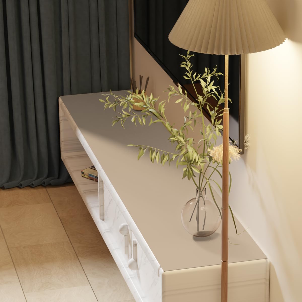 Leather Table Cover,1.8mm Thick,12x84 Inch Desk Cover,Dresser Cover Top,Dresser Protector Top,Dresser Cover,End Table Cover.(Light Brown+Gray,12x84)