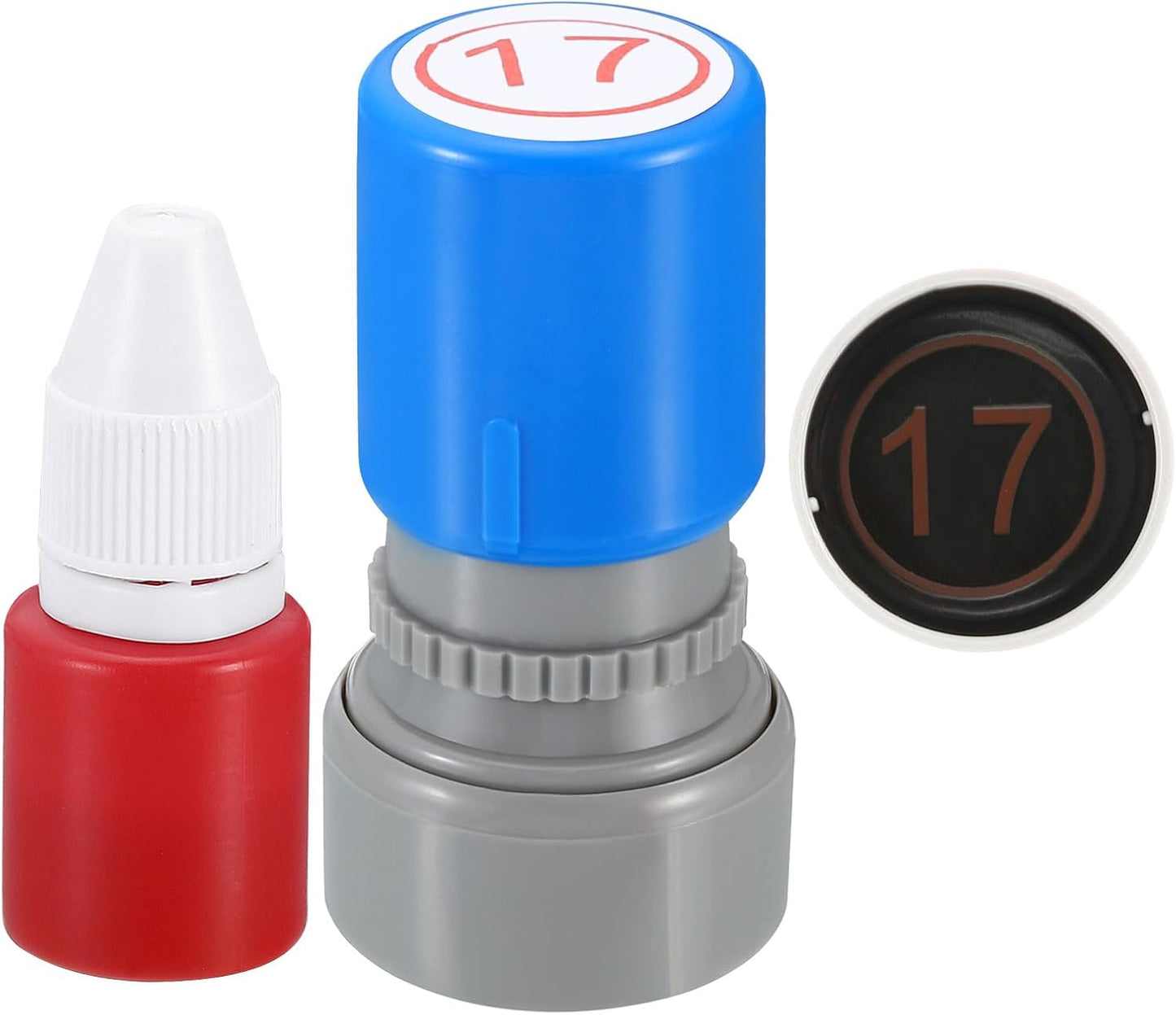 PATIKIL Number Stamps Self Inking, Numeral 17 Number Stamp Teacher Stamp Initial Stamp Ink Stamp for Class Notebook Scrapbooking DIY Craft Style 2, Red Ink