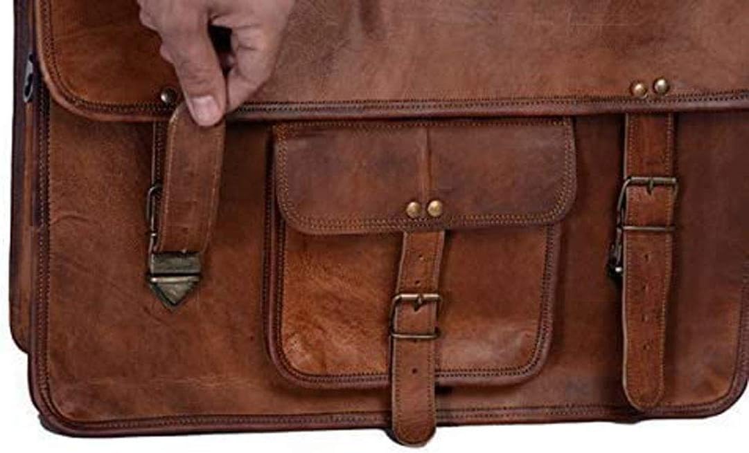 Leather briefcase for men 18 inch laptop messenger bag office satchel computer bag for men and women (16 INCH)