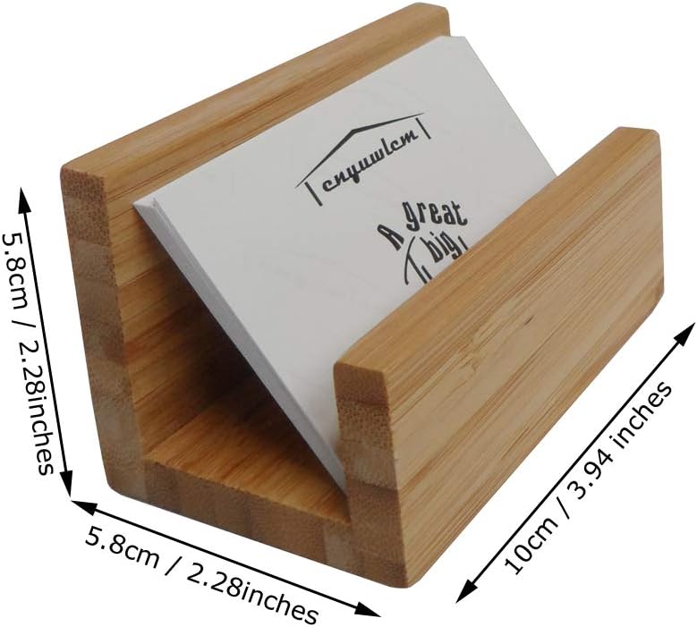 enyuwlcm 1 Pack Bamboo Wood Desktop Business Card Holder for Desk Sturdy Business Card Display Stand for Office Suitable for Men Women
