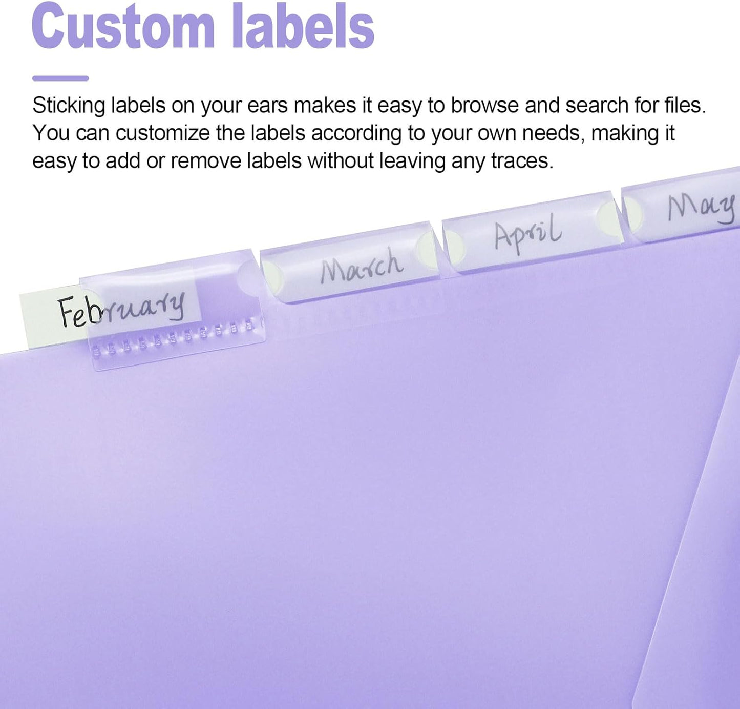 Koqye A4 Dividers for 3 Ring Binder, 8-Tab Purple Folder Dividers with Pockets, Durable Plastic Binder Dividers with Tabs, Plastic Binder Dividers for Binders (Purple - 1 Set)