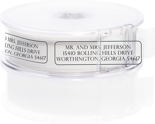 Clear Outline Rolled Address Labels / 250 Personalized Return Address Labels/Designer Address Stickers in Elegant Plastic Dispenser