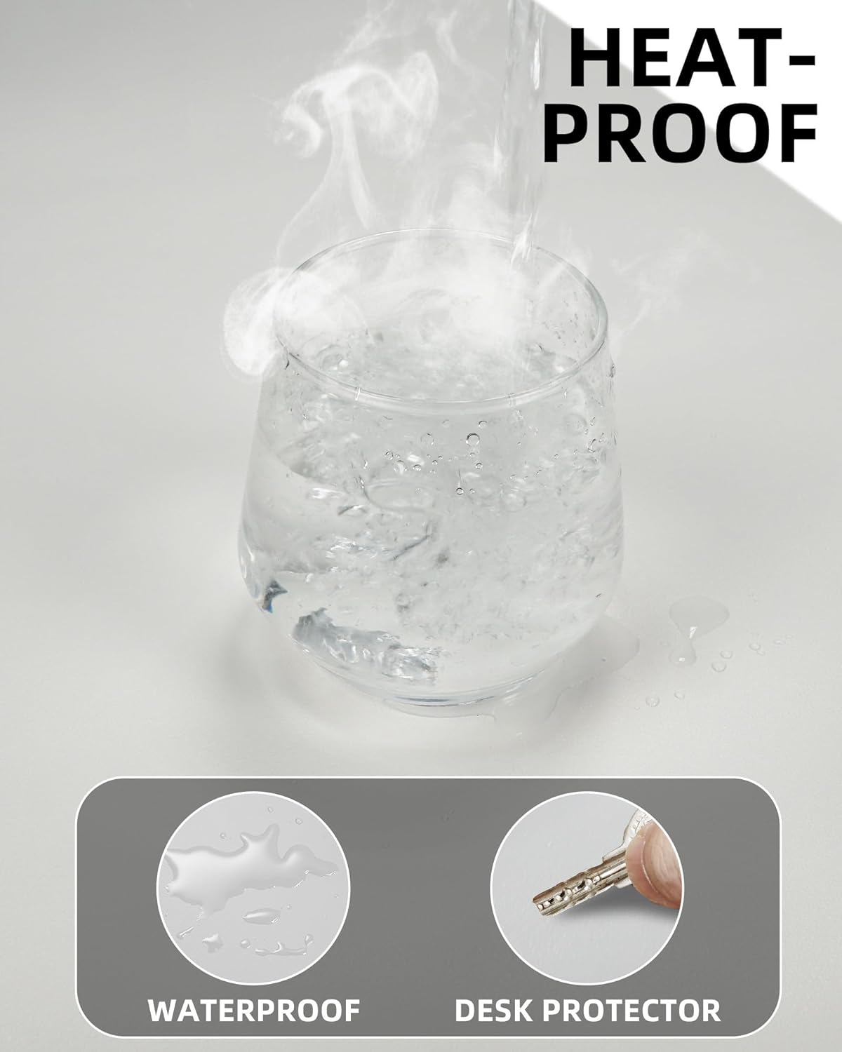 PU Leather Desk Pad Protector - 48" x 17" Office Desk Mat, Non-Slip, Waterproof, Ivy White