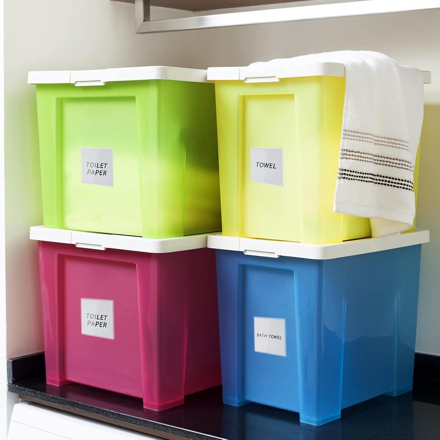 Outus 100 Pcs Clear Self Adhesive Pockets - Bin Labels for Storage Bins, Pocket Label Sleeves, Plastic Index Card Holder with Top Open for Organizing Bins Box Drawer(6 x 6 Inch)