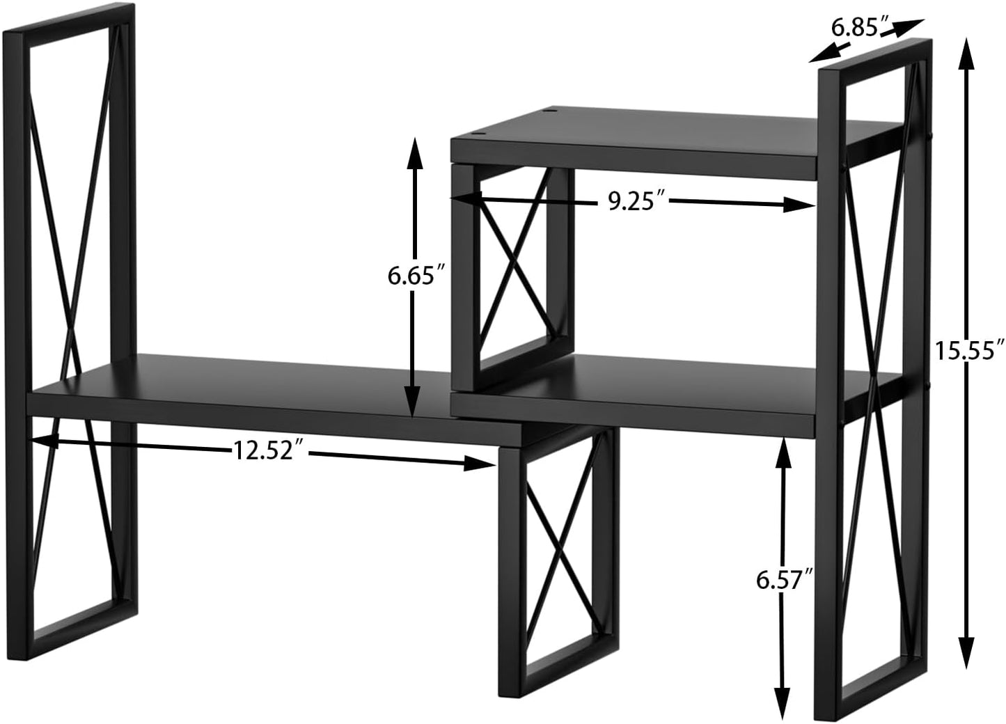 Desktop Shelf Organizer,Small Bookshelf for Office,Wood Desk Top Shelves, Office Organization and Storage (Black)