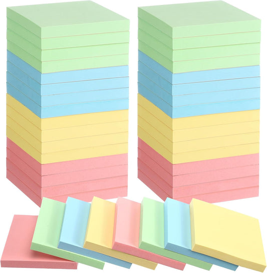 Thenshop 24 Sets Full Adhesive Sticky Notes 3x3 Inches Sticky Notes Adhesive Memo Self-Stick Pads Back to School Supplies Easy to Post for Teacher Coworkers Office 80 Sheets/pad(Colorful,Unlined)