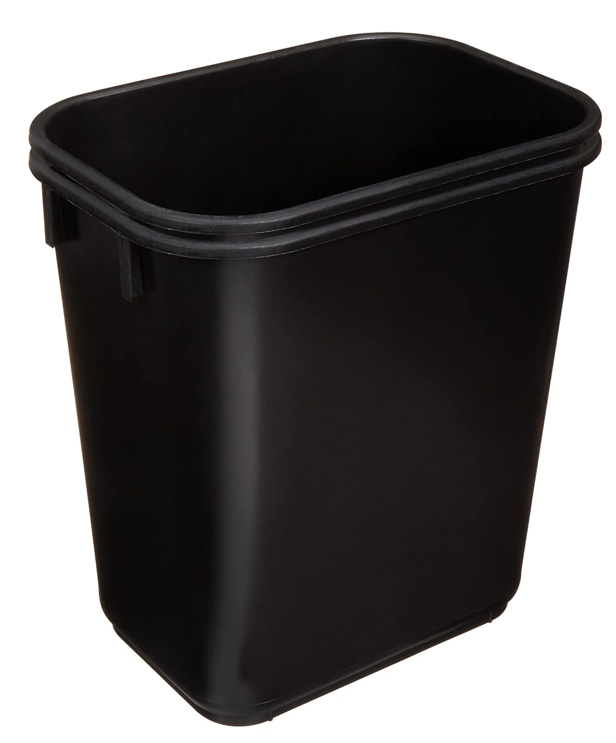 Amazon Basics Small Trash Can, Rectangular Commercial Office Wastebasket, 3 Gallon (Pack Of 2), Black (Previously AmazonCommercial brand)