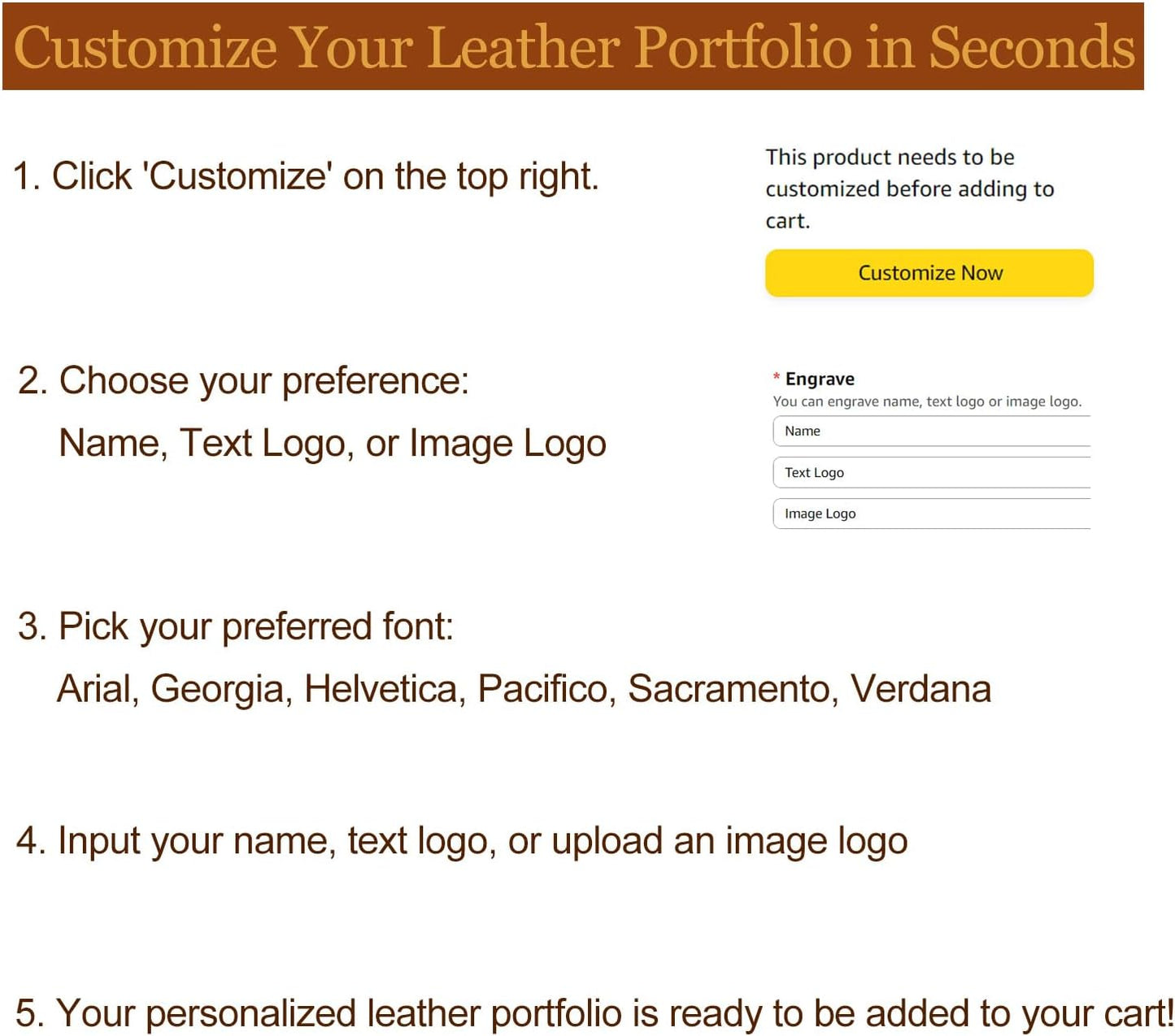 Personalized Vegan Leather Portfolio 3 Ring Binder with Clipboard, Hidden Handle, Custom 8.5 x 11 Zip Padfolio, Business Professional Organizer for Men Women, Brown