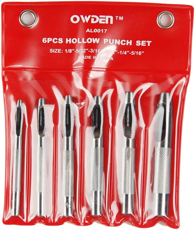 6 Pieces Hollow Hole Punch Set (1/8" - 5/16"),Leather Punch Tools, with A Free Cutting MAT