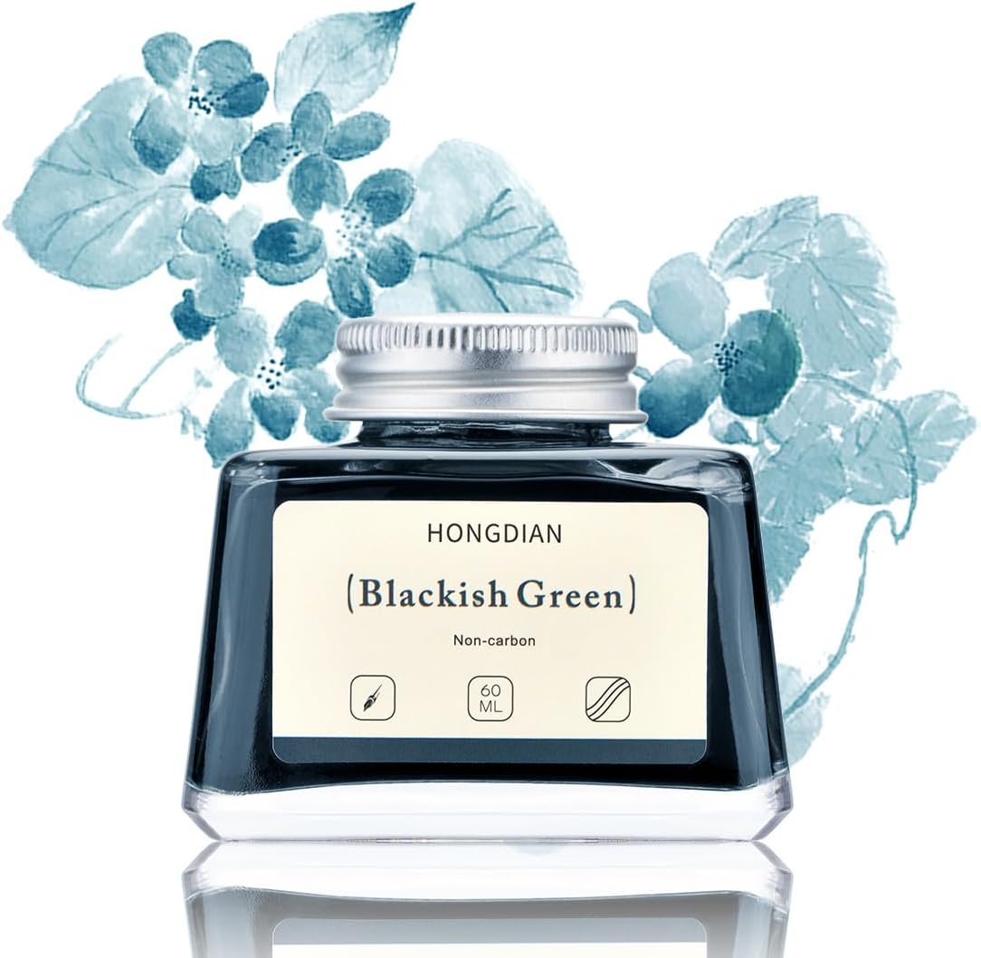 Asvine Hongdian Fountain Pen Bottled Ink Blackish Green, 60ml Fountain Pen Bottled Ink, Non Carbon