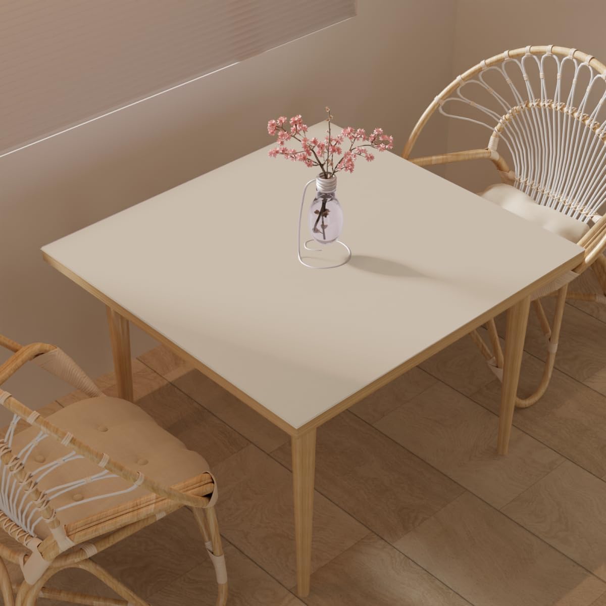 Table Pad - Used for Square Table Waterproof and Easy to Clean Good Flatness Easy to Used for Dining Table(Off White+Light Gray 46x46)
