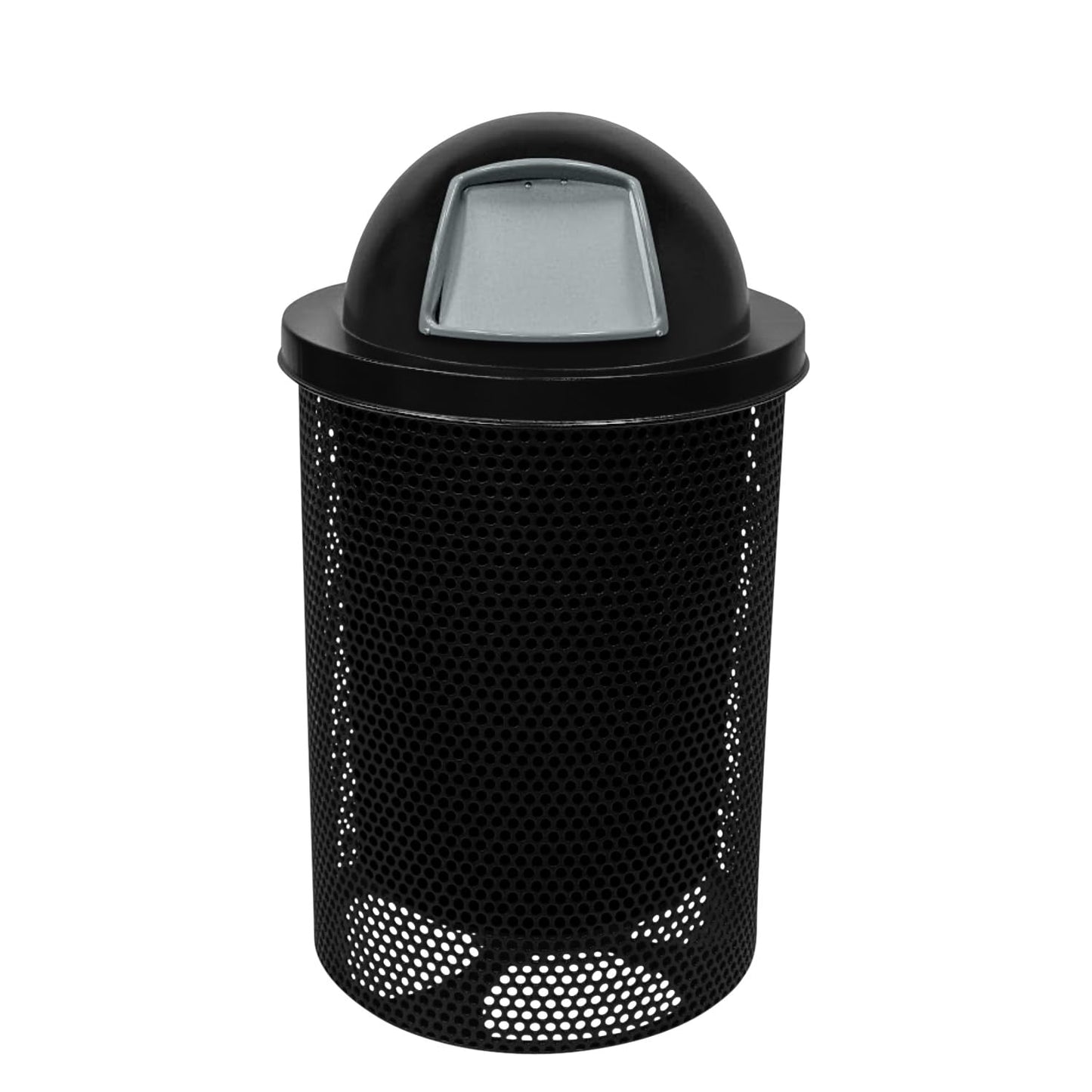RDT-P-TXTBLK Heavy Duty Round Trash Receptacle with Dome Top, Liner Included, 32 Gallon, Textured Black, Made in America