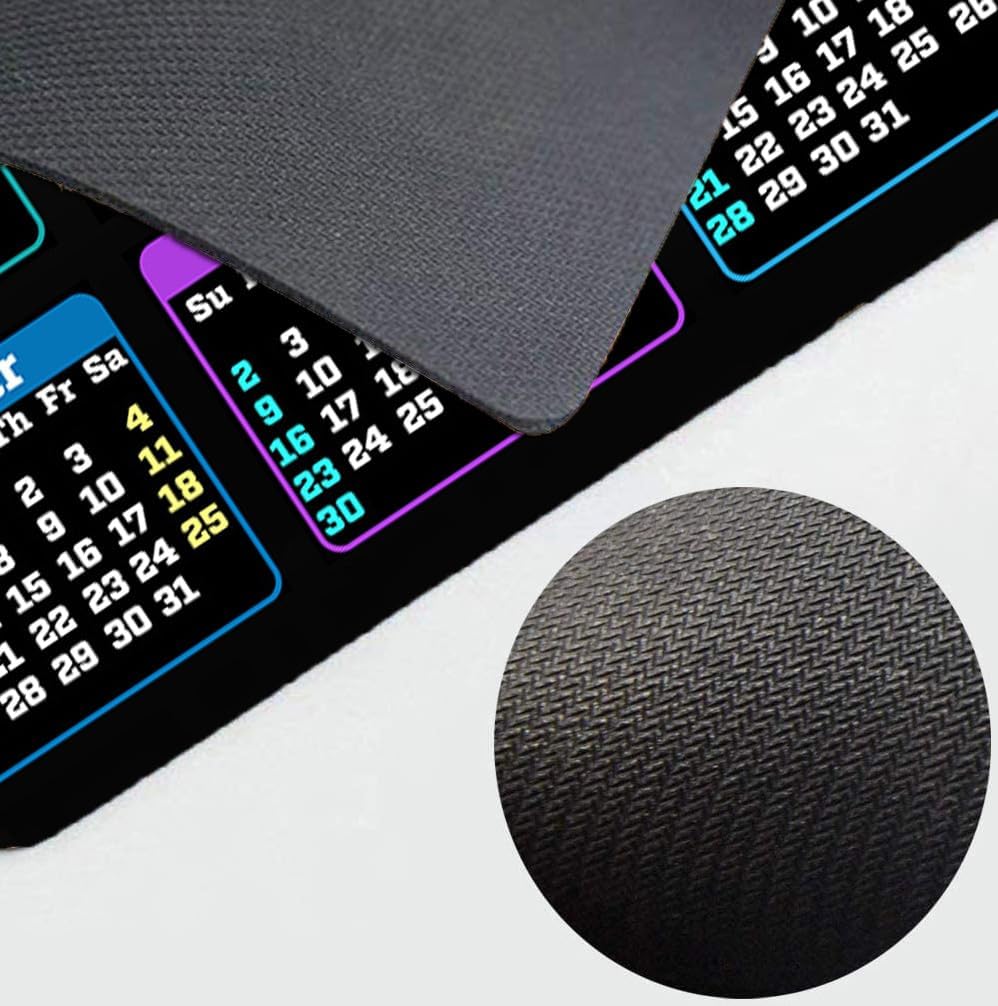 Calendar Mouse pad, 2025 Calendar Color Horizontal Edition Natural Rubber Creative Gaming Mouse Pad Rectangle Mouse Personalized Desk Mouse Pad 9.5 inch x 7.9 inch