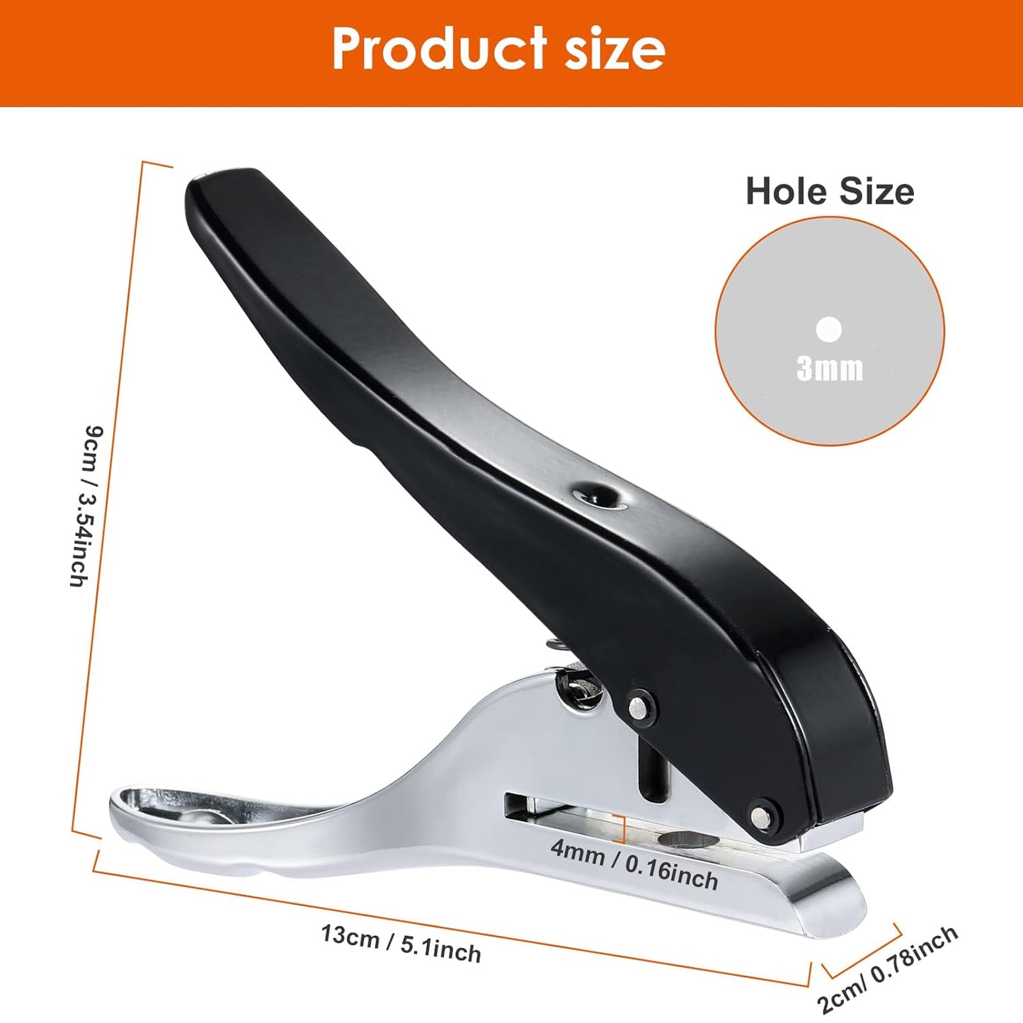 Hole Punch 1/8 inch-3mm Single Hole Punch,Heavy Duty Hole Puncher Single,Paper Punch Portable Hand Held Long Hole Puncher for Paper Cards Plastic Cardboard