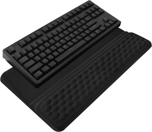 Computer Keyboard Stand with Wrist Rest, Ergonomic Tilted Keyboard Holder - Keyboard Riser with Wrist Pad - Keyboard Tray Support for Office Home - Black