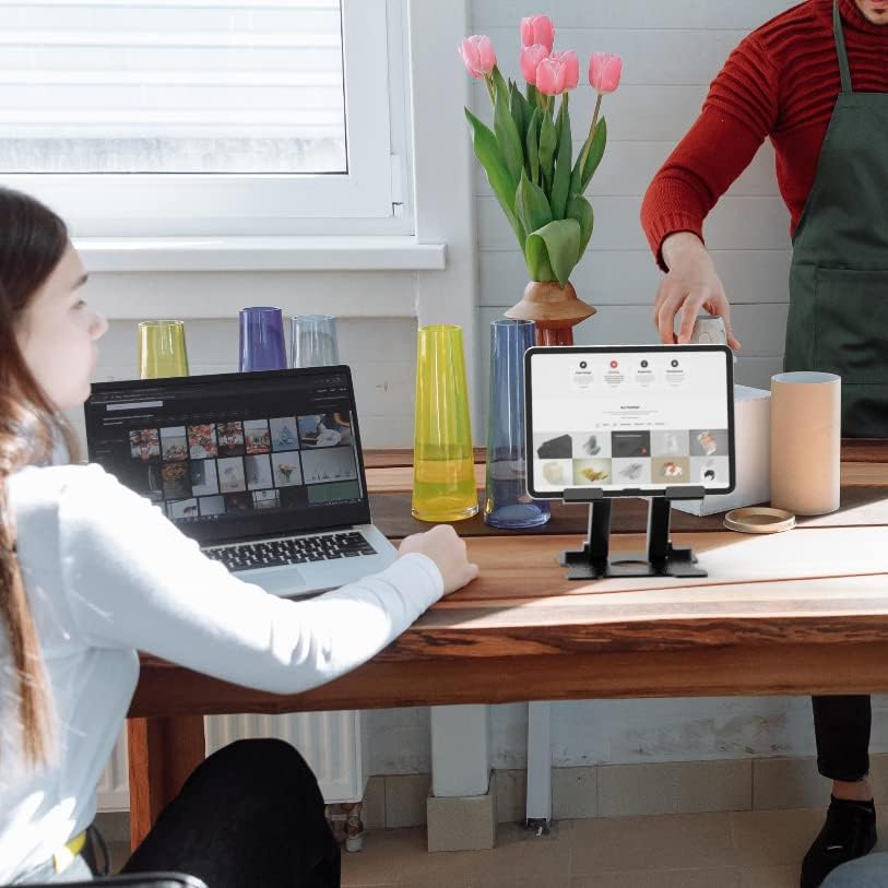 KABCON Tablet Stand,Adjustable Drawing Holder Eye-Level Aluminum Solid Stand for Desk, Portable Monitor, iPad Pro 9.7 10.5 Air Mini,Microsoft Surface Pro,Tab-Up to 15''