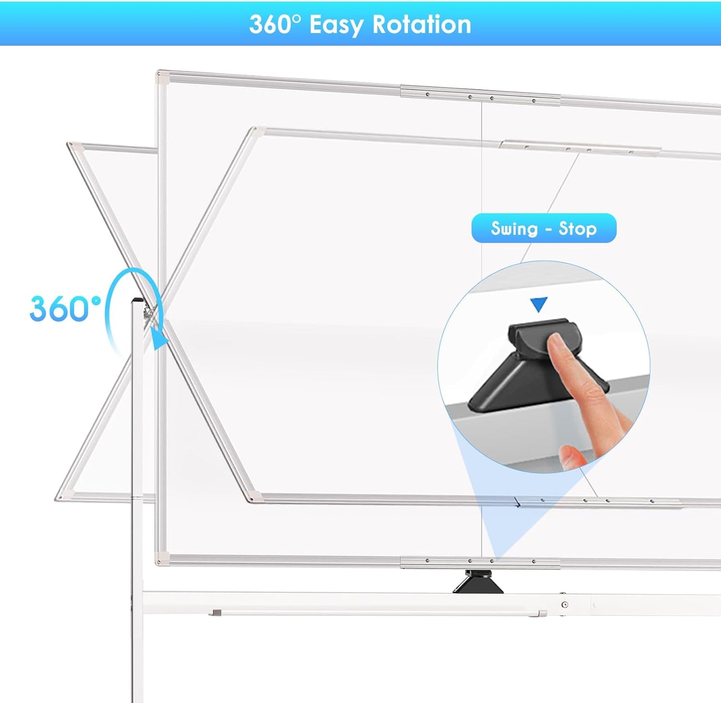 maxtek Rolling Whiteboard, 48x48 Large Magnetic White Board with Stands, Big Double-Sided White Board Dry Erase on Wheels for Homeschool, Home Office, Office, School