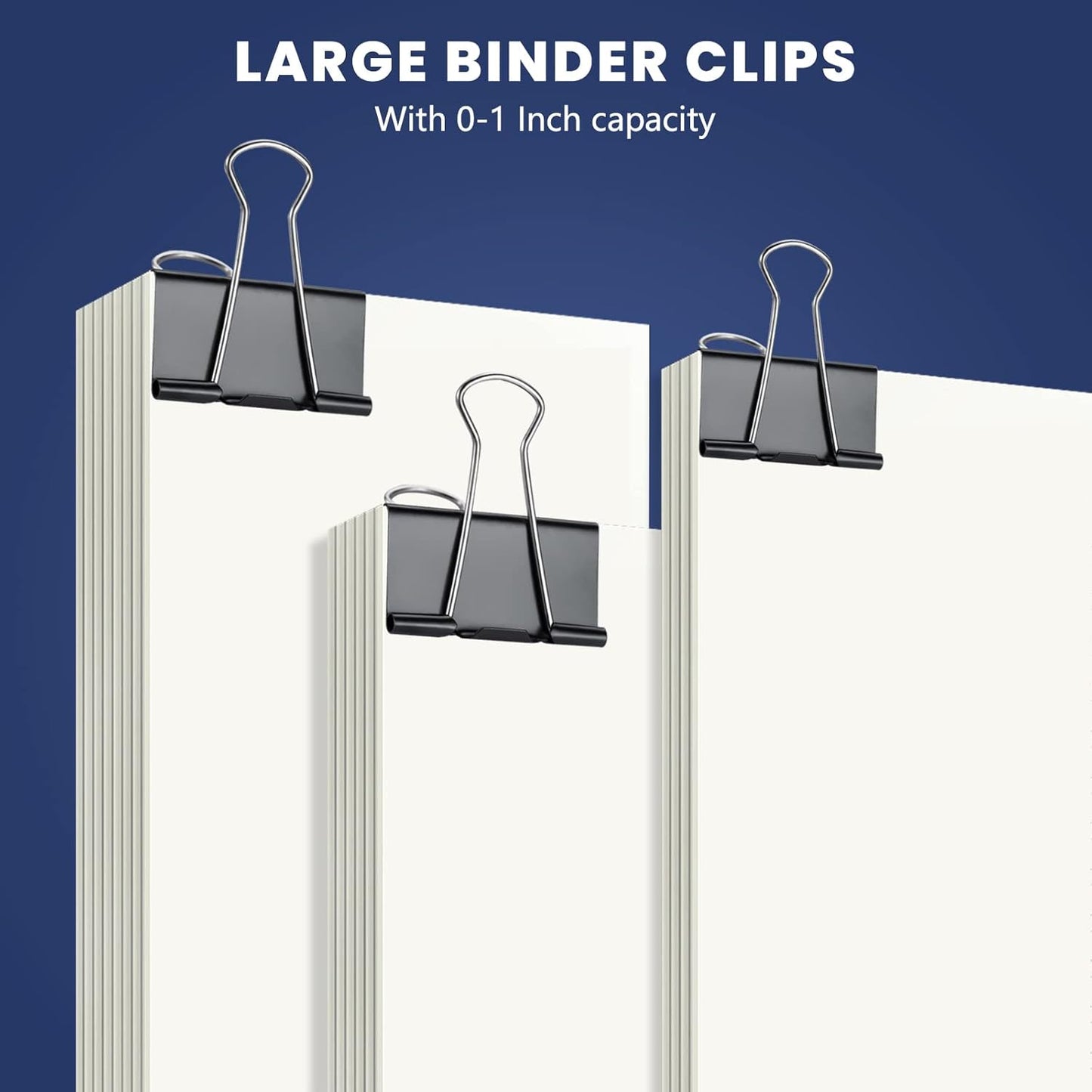 72 Pcs Extra Large Binder Clips 2 Inch Paper Clip Large Binding Clip, Jumbo Paperclips Bulk, Heavy Duty Big Paperwork Clamp Black, Kitchen School Teachers