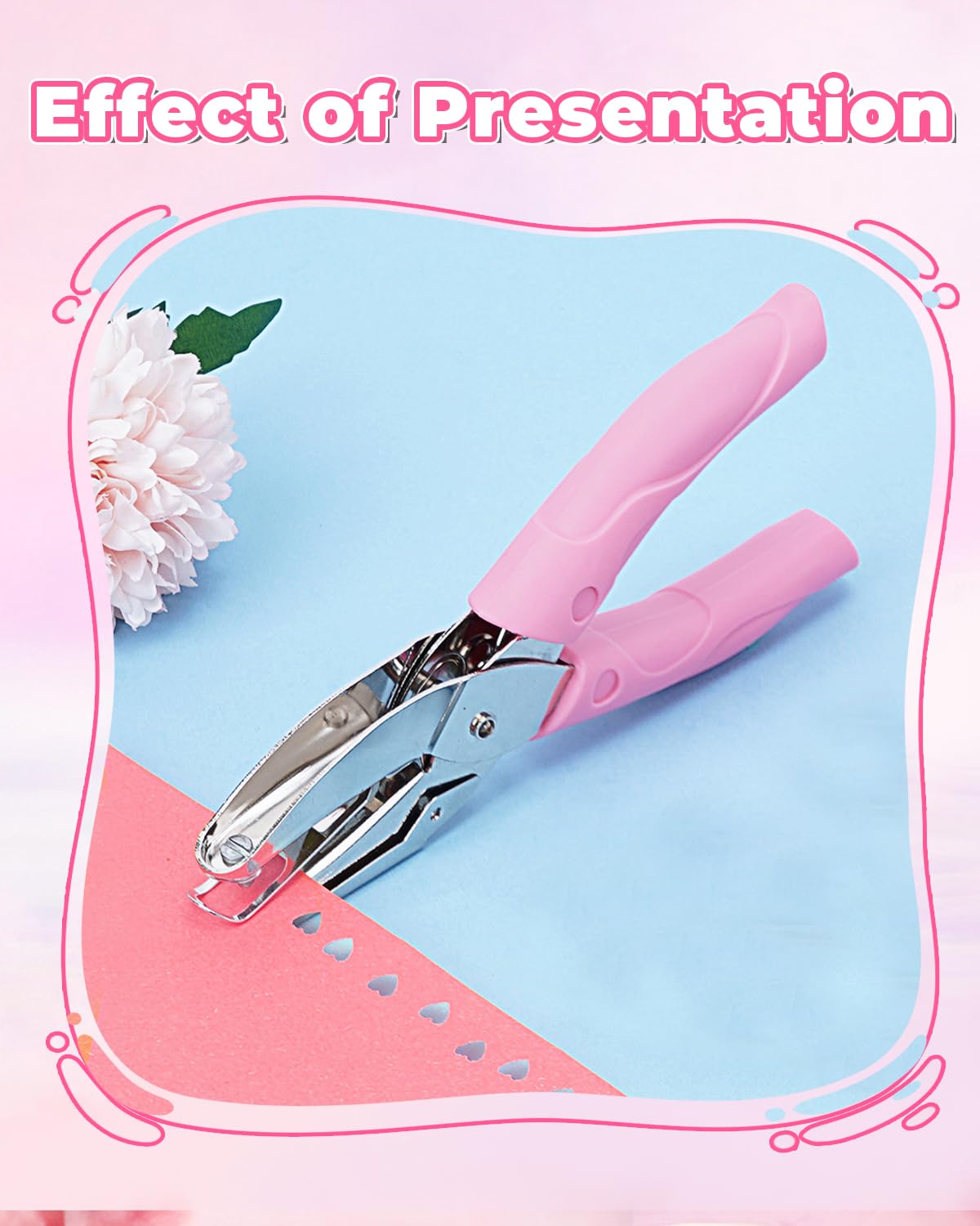 UCEC Heart Shape Single Paper Hole Puncher, Heart-Shape Handheld Hole Paper Punch, 1 Pack 1/4" Metal Single Hearts Hole Paper Punch with Soft-Handled for DIY Craft Tags Clothing Ticket