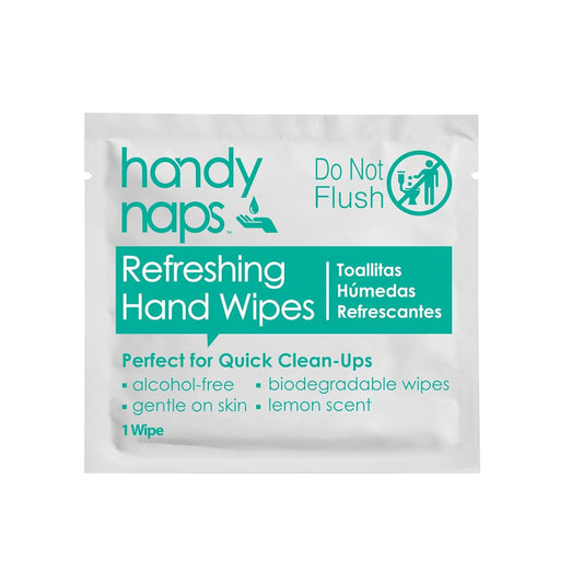 Handynaps Refreshing Hand Wipes, Alcohol-Free With Fresh Lemon Scent - Case of 1000 Individually Wrapped Wipes For Adults and Kids, Travel Essentials
