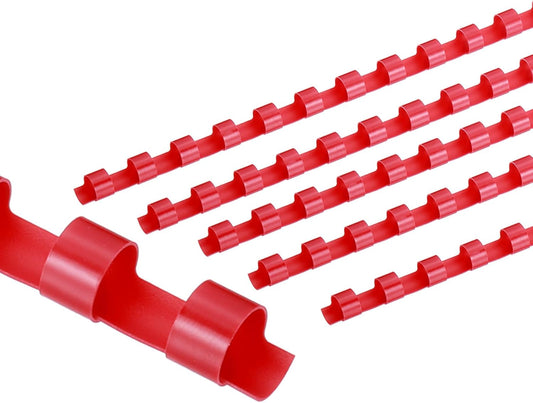 PATIKIL 8mm (5/16") Plastic Binding Combs, 100 Pcs 21 Rings Comb Binding Spines 40 Sheet Capacity Letter Size for Binding Paper Sheets, Red
