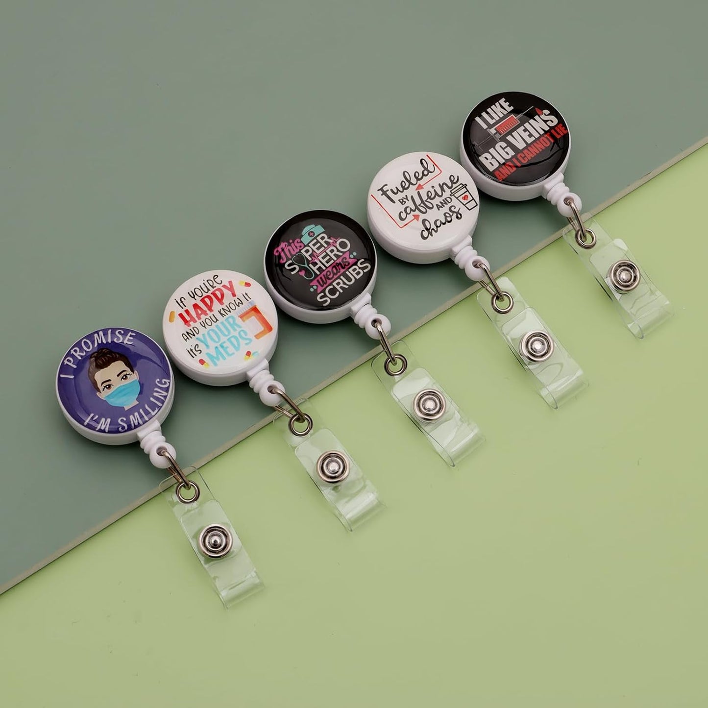 15 Pcs Badge Reels Retractable Badge Holders,Id Badge Holder Retractable Clip,Nurse Badge Reel Accessories for Work,Cute Badge Reel,Nursing Student Must Haves Perfect for School Office Men Women