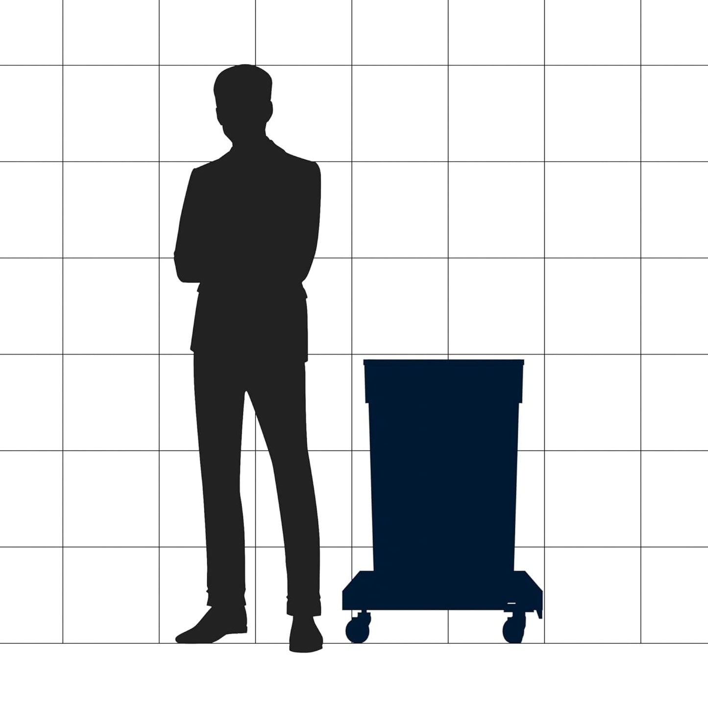 23 Gallon Black Slim Jim Trash Can with Flat Lid with Handle and Dolly