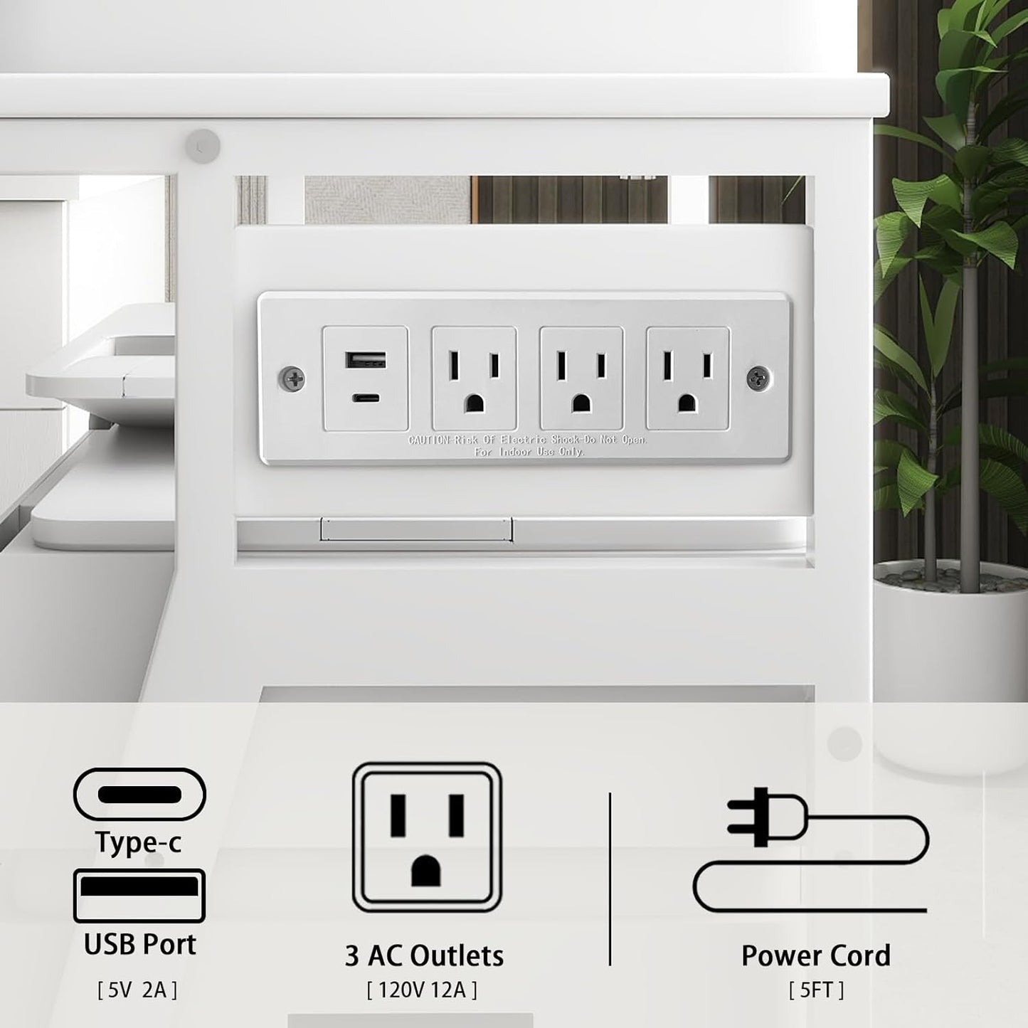 Natwind 19.7"x15.7" Printer Stand,3 Tier Printer Table with Charging Station, Rolling Cart with Adjustable Storage Shelf for Home Office Organization, Stand for Heat Press,3D Printer (White)