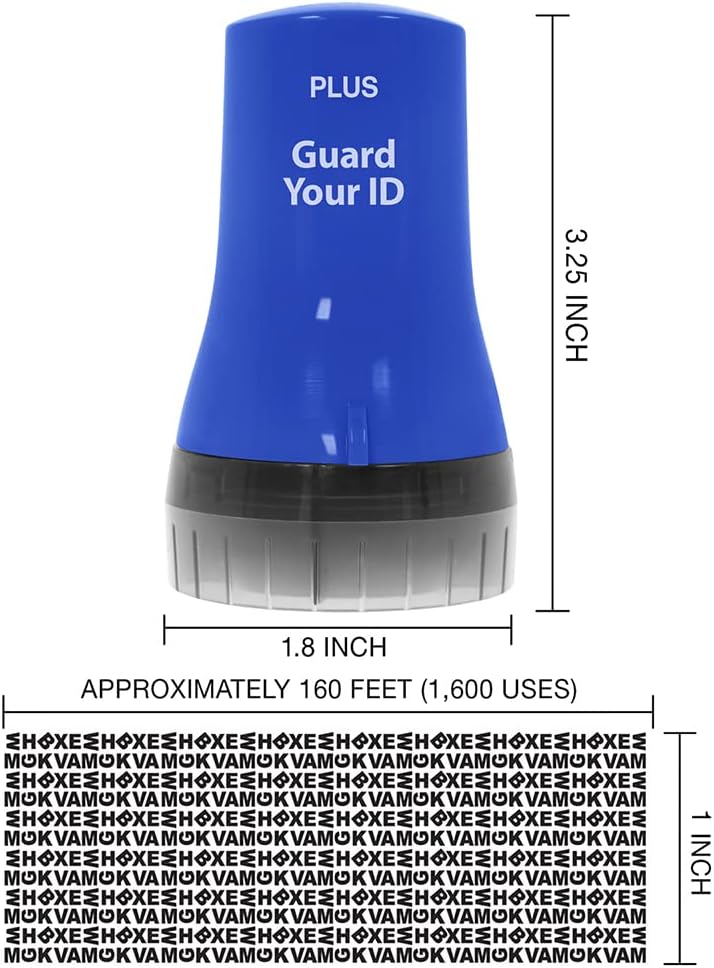 Wide Advanced ID Roller Stamp by Guard Your ID, Privacy Protection and Identity Theft Prevention, As Seen on TV (3-Pack, Blue, Pink, Purple)