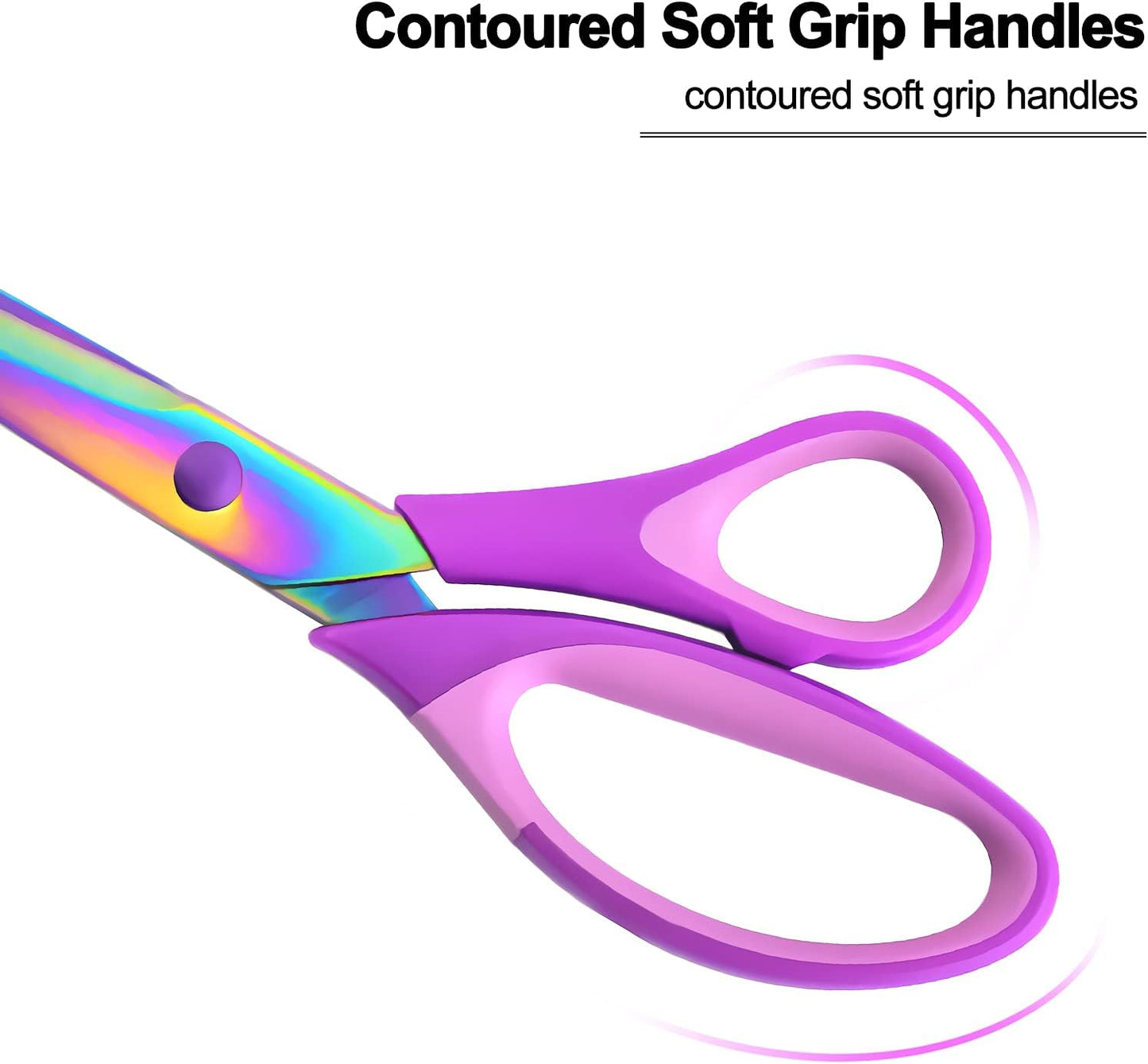 Craft Scissors Set of 3 Pack, All Purpose Sharp Titanium Blades Shears, Comfort Grip Handle, Multipurpose Fabric Scissors Tool Great for Adults, Office, Sewing, School and Home Supplies, Purple