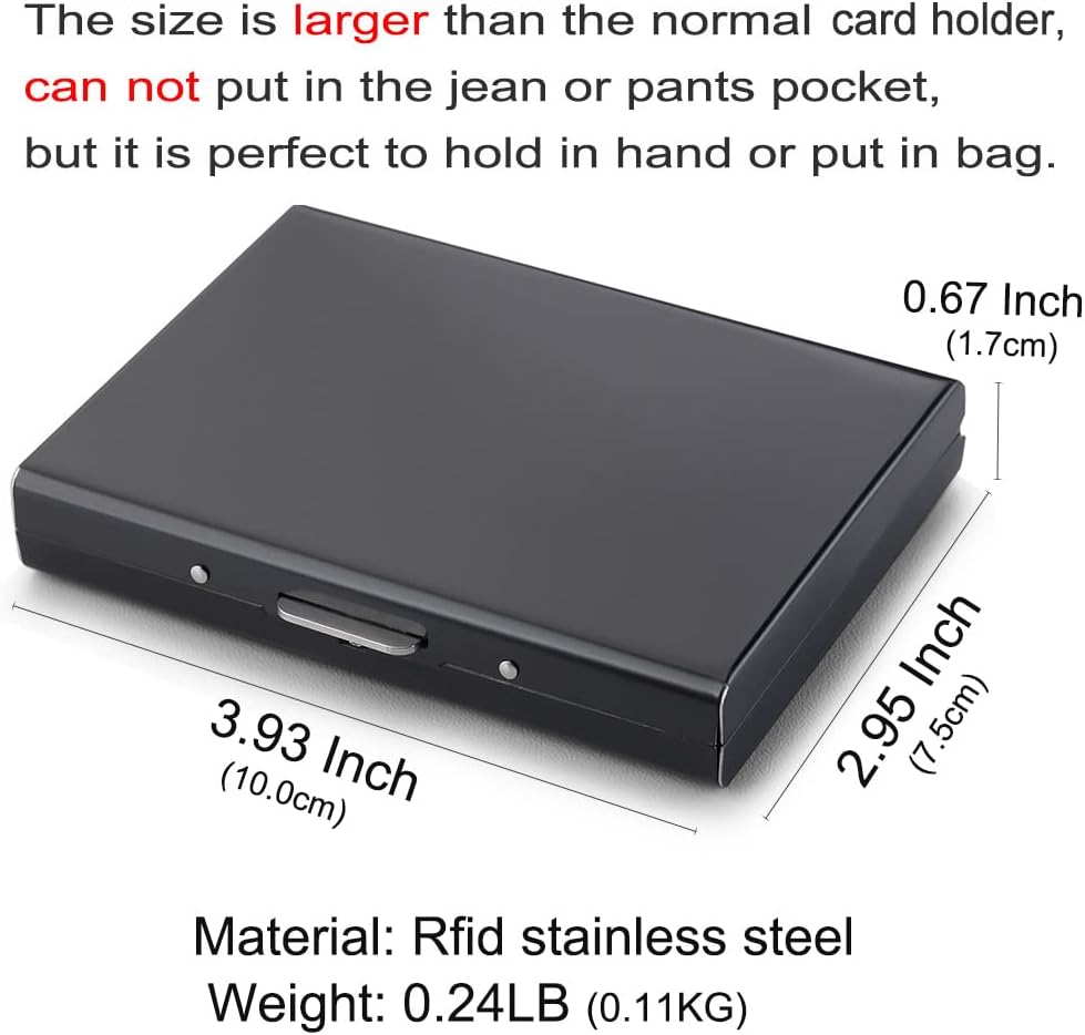 EASTNIGHTS RFID Credit Card Holder Protector Metal Credit Card Wallet Business Card Holder for Men Women Gift Box Package (Black)