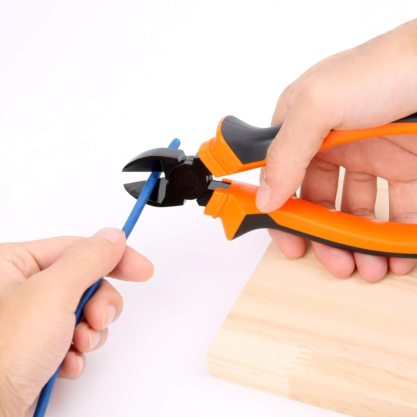 BOENFU Wire Cutters Electrical Heavy Duty CRV Steel, Comfort Grip Diagonal Cutting Pliers for Crafting, Floral Wire, Chicken Wire, Artificial Flowers, Orange, 7.5 Inches