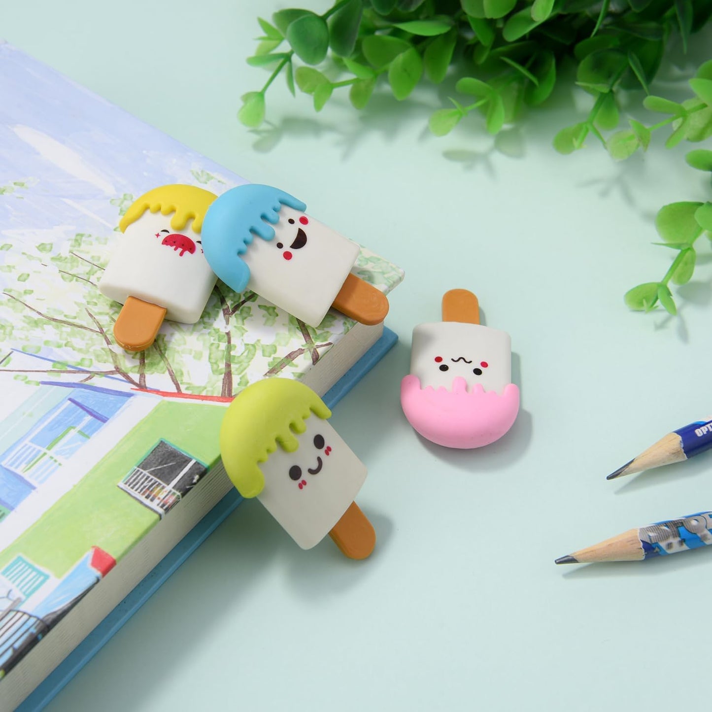 24 Pack Ice Cream Erasers for Kids, 3D Erasers for Boys and Girls, Fun Take Apart Erasers for School Supplies Prize Gifts Party Favors