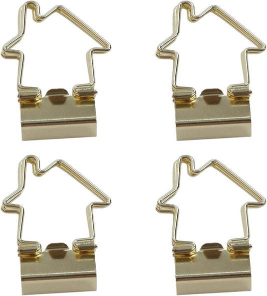 15Pcs Clips, Small Paper Clamps Metal Paper Clips Stationery Photo File Picture Bag Clip Clamp for Office Home House Shaped Handle