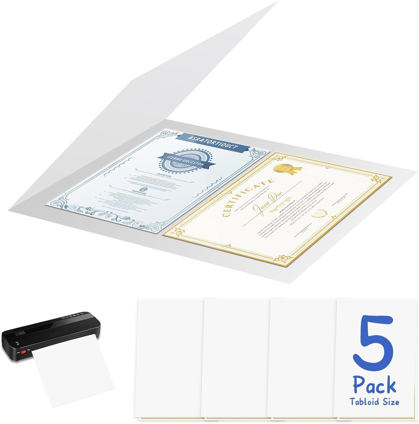 5 Pack ID Card Size Laminator Carrier Sleeve 11.75X17.75 Inch Thermal Laminating Carriers Sheets Protection Thermal for All Brand Laminating Pouches Work Permits Pass Cards Student ID Cards