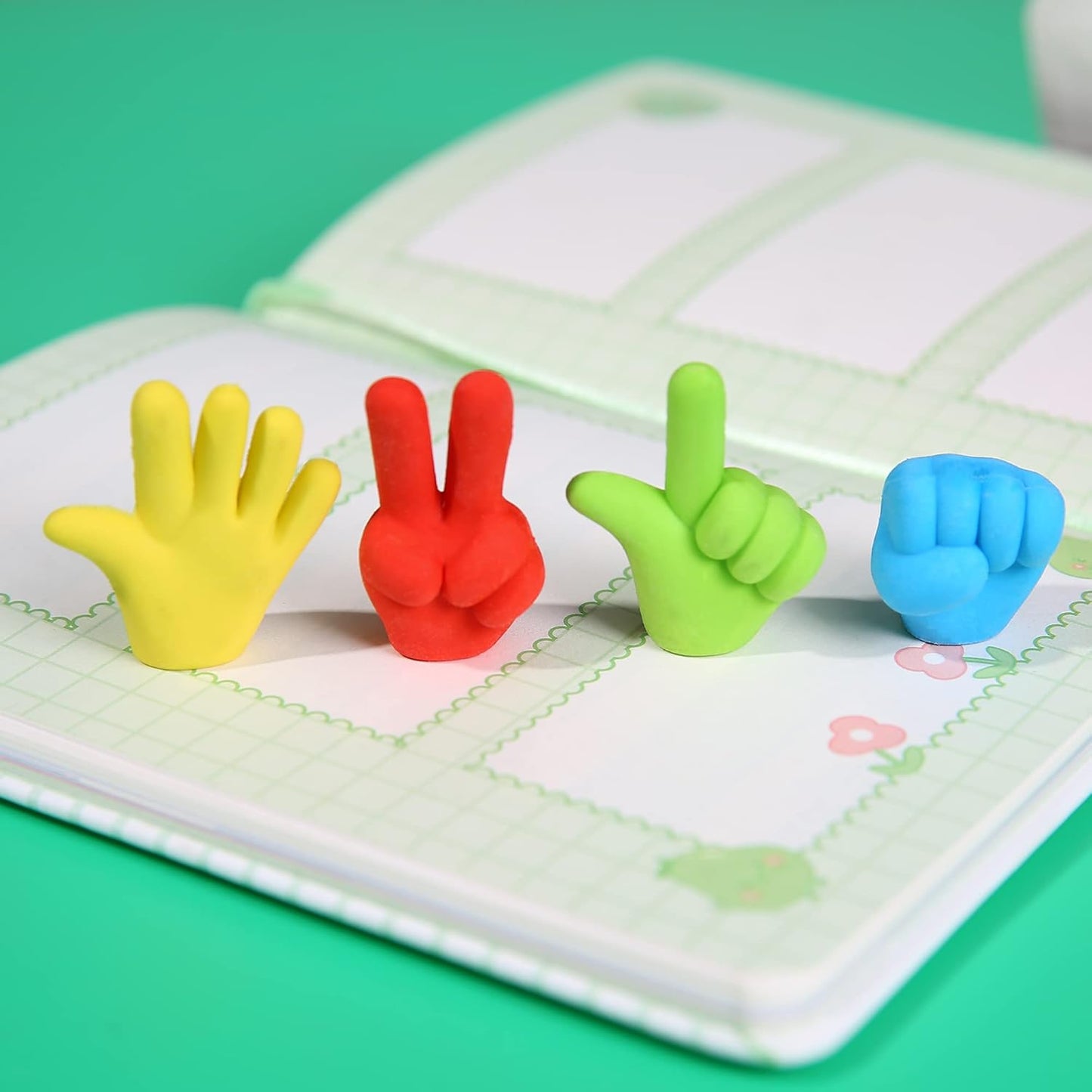 36 Pcs Pencil Top Erasers Fun Eraser Toppers for Kids, Bulk Cute Rock Paper Scissors Eraser Caps, 4 Colors